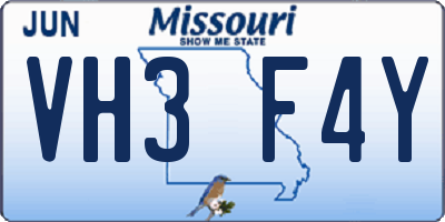 MO license plate VH3F4Y