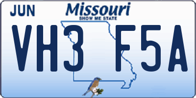 MO license plate VH3F5A