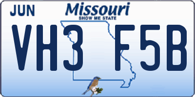 MO license plate VH3F5B