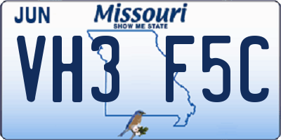 MO license plate VH3F5C