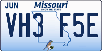 MO license plate VH3F5E