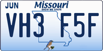 MO license plate VH3F5F