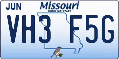 MO license plate VH3F5G
