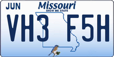 MO license plate VH3F5H