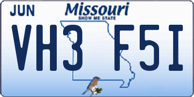 MO license plate VH3F5I