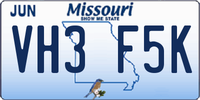 MO license plate VH3F5K