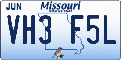 MO license plate VH3F5L