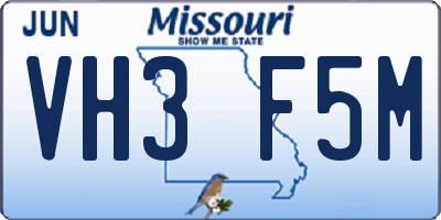 MO license plate VH3F5M