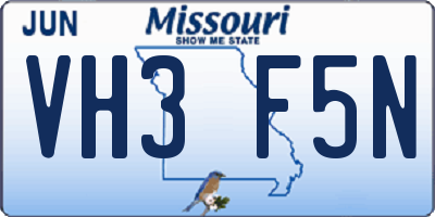 MO license plate VH3F5N