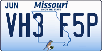 MO license plate VH3F5P