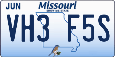 MO license plate VH3F5S