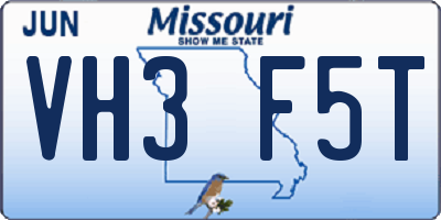 MO license plate VH3F5T