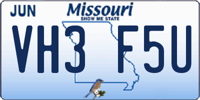 MO license plate VH3F5U