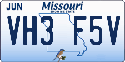 MO license plate VH3F5V