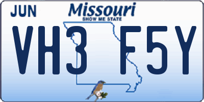 MO license plate VH3F5Y