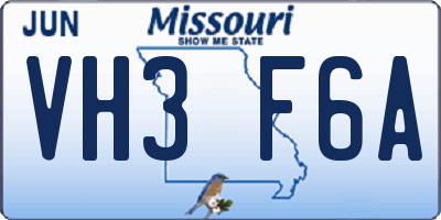 MO license plate VH3F6A