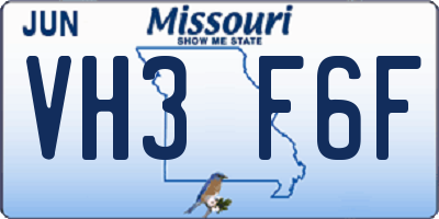 MO license plate VH3F6F