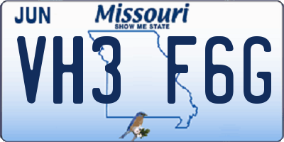 MO license plate VH3F6G