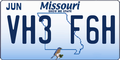 MO license plate VH3F6H