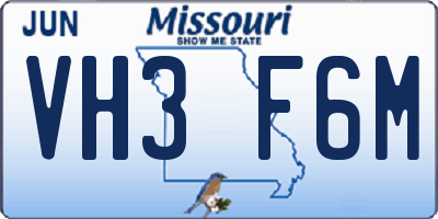 MO license plate VH3F6M