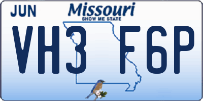 MO license plate VH3F6P