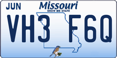 MO license plate VH3F6Q