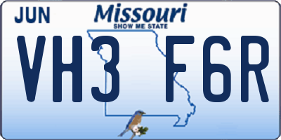 MO license plate VH3F6R