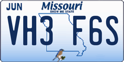 MO license plate VH3F6S