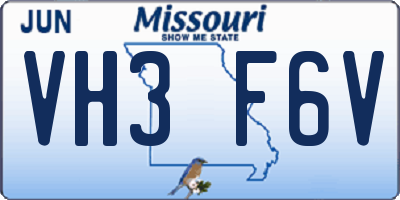 MO license plate VH3F6V