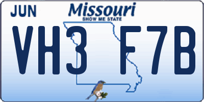 MO license plate VH3F7B