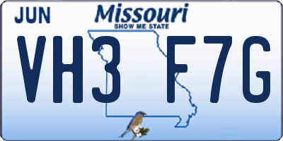 MO license plate VH3F7G