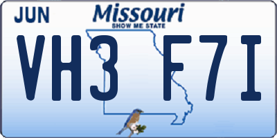 MO license plate VH3F7I