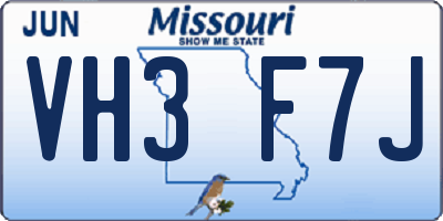 MO license plate VH3F7J