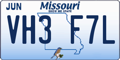 MO license plate VH3F7L