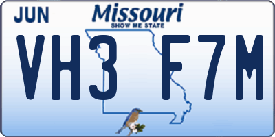 MO license plate VH3F7M