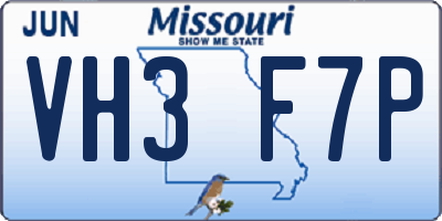 MO license plate VH3F7P