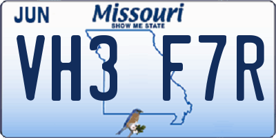 MO license plate VH3F7R