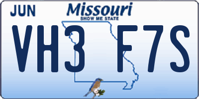 MO license plate VH3F7S