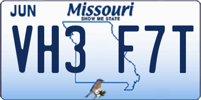 MO license plate VH3F7T