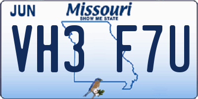 MO license plate VH3F7U