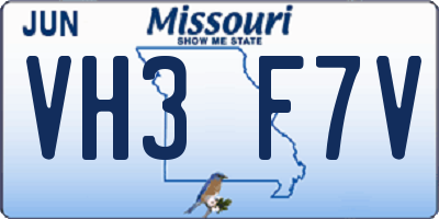 MO license plate VH3F7V
