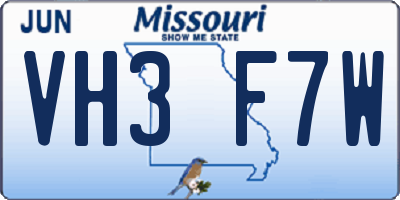 MO license plate VH3F7W