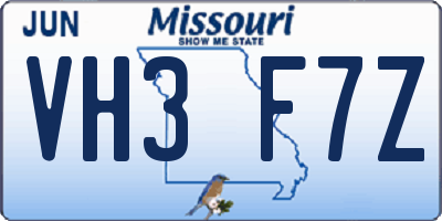 MO license plate VH3F7Z