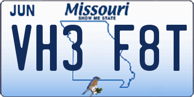 MO license plate VH3F8T