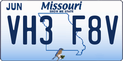 MO license plate VH3F8V