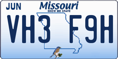 MO license plate VH3F9H