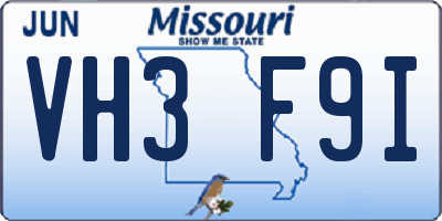 MO license plate VH3F9I