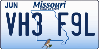 MO license plate VH3F9L