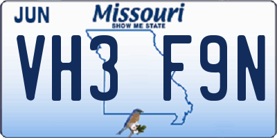 MO license plate VH3F9N