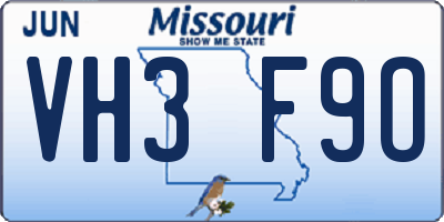 MO license plate VH3F9O